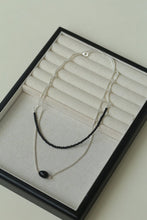 Load image into Gallery viewer, Modern Black Beaded Silver Long Layering Necklace