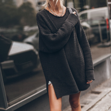 Load image into Gallery viewer, Loose Cozy Knit Oversized Slit Side Sweater