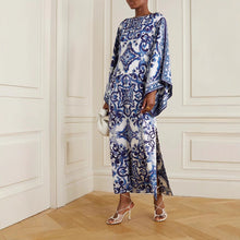 Load image into Gallery viewer, Retro Print Long Sleeves Loose Maxi Dress