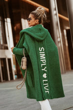 Load image into Gallery viewer, Large Long Simply Live Hooded Cardigan