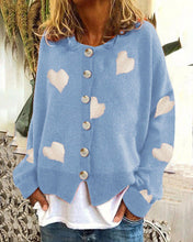 Load image into Gallery viewer, Heart-shaped Embroidered Long Sleeve Knit Cardigan