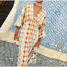 Load image into Gallery viewer, Jacquard Print V-Neck Dress