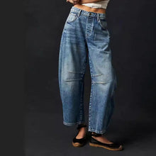 Load image into Gallery viewer, Mid Waiste Wide Leg Denim Jeans