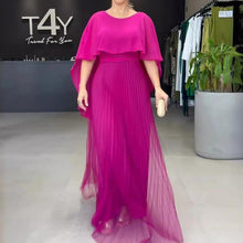 Load image into Gallery viewer, Ready for Holiday Cape Sleeve Tie-up Pleated Maxi Dress