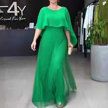 Load image into Gallery viewer, Ready for Holiday Cape Sleeve Tie-up Pleated Maxi Dress