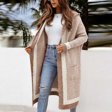 Load image into Gallery viewer, Casual Color Block Hooded Long Cardigan Sweater