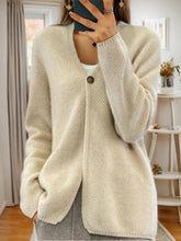 Load image into Gallery viewer, Simple One-button V-neck Knited Cardigan Sweater