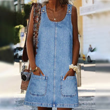 Load image into Gallery viewer, Sleeveless Casual Denim Dress with Pockets