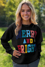 Load image into Gallery viewer, Christmas Merry and Bright Letter Print Loose Casual Long-sleeved Sweatshirt