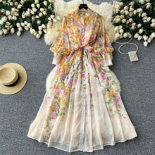 Load image into Gallery viewer, Floral Long Sleeves Buttons Down Maxi Dress