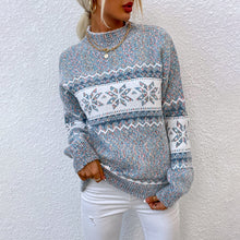 Load image into Gallery viewer, Knitted Half Turtleneck Snowflake Christmas Sweater