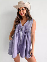 Load image into Gallery viewer, Sleeveless V-neck Babydoll Denim Romper
