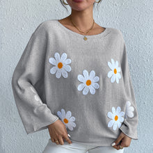 Load image into Gallery viewer, Embroidered Floral Knit Pullover Sweater