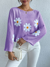 Load image into Gallery viewer, Embroidered Floral Knit Pullover Sweater