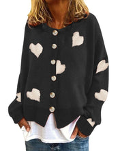 Load image into Gallery viewer, Heart-shaped Embroidered Long Sleeve Knit Cardigan