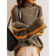 Load image into Gallery viewer, Retro Contrast Turtleneck Knitted Sweater