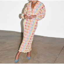 Load image into Gallery viewer, Jacquard Print V-Neck Dress