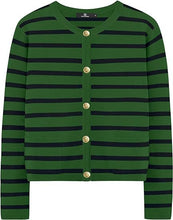Load image into Gallery viewer, Casual Stripe Buttons Round Neck Cardigan