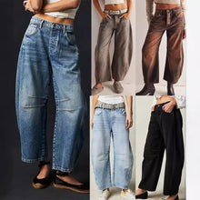 Load image into Gallery viewer, Mid Waiste Wide Leg Denim Jeans