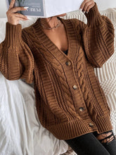 Load image into Gallery viewer, Casual Plain V neck Long Sleeve Cardigan