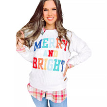 Load image into Gallery viewer, Christmas Merry and Bright Letter Print Loose Casual Long-sleeved Sweatshirt