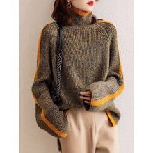 Load image into Gallery viewer, Retro Contrast Turtleneck Knitted Sweater