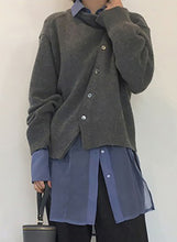 Load image into Gallery viewer, Irregular Buttons Down Dropped Shoulder Long Sleeve Knitted Cardigan