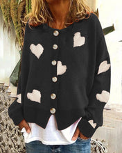 Load image into Gallery viewer, Heart-shaped Embroidered Long Sleeve Knit Cardigan