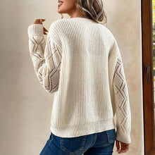 Load image into Gallery viewer, Classic V-Neck Lace Trim Casual Knitted Sweater
