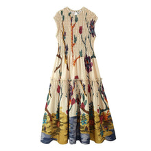 Load image into Gallery viewer, Yellow Sleeveless Floral Pleated Maxi Dress