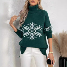 Load image into Gallery viewer, Snowflake Jacquard Turtleneck Christmas Sweater