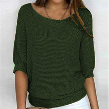 Load image into Gallery viewer, Round Neck Three-Quarter Sleeve Knitted Sweater