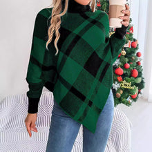 Load image into Gallery viewer, Plaid Turtleneck Batwing Sleeve Sweater