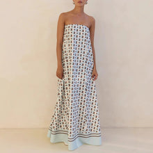 Load image into Gallery viewer, Exclusive Geometric Print Strapless A-Line Maxi Dress