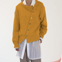 Load image into Gallery viewer, Irregular Buttons Down Dropped Shoulder Long Sleeve Knitted Cardigan