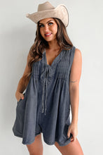 Load image into Gallery viewer, Sleeveless V-neck Babydoll Denim Romper