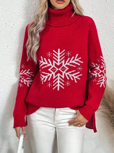 Load image into Gallery viewer, Snowflake Jacquard Turtleneck Christmas Sweater