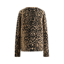 Load image into Gallery viewer, Casual Knit Leopard Print Long Sleeve V Neck Button Down Sweater Cardigan