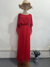 Load image into Gallery viewer, Ready for Holiday Cape Sleeve Tie-up Pleated Maxi Dress