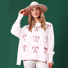 Load image into Gallery viewer, Candy Cane Sequin Crew Christmas Sweatshirt