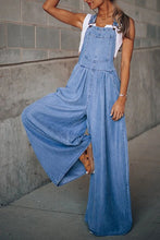 Load image into Gallery viewer, Strappy Wide Leg Denim Pants Overall