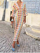 Load image into Gallery viewer, Jacquard Print V-Neck Dress