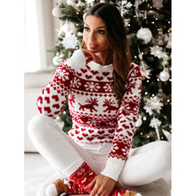 Load image into Gallery viewer, Christmas Elk Snowflake Heart Long Sleeves Knitted Sweater