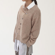 Load image into Gallery viewer, Irregular Buttons Down Dropped Shoulder Long Sleeve Knitted Cardigan