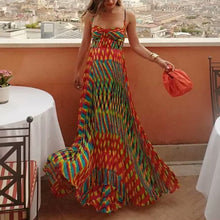Load image into Gallery viewer, Sexy Geometric Print Spaghetti Straps Maxi Dress