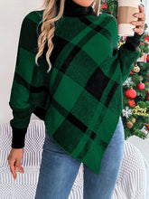 Load image into Gallery viewer, Plaid Turtleneck Batwing Sleeve Sweater