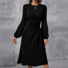 Load image into Gallery viewer, Long Sleeves Pleated Midi Dress