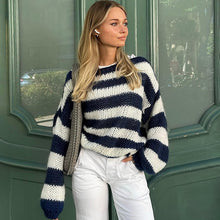 Load image into Gallery viewer, Loose Striped Long Sleeve Knitted Sweater