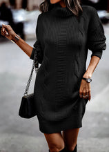 Load image into Gallery viewer, Turtleneck Ribbed Long Sleeve Sweater Dress