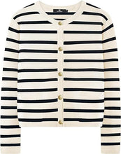 Load image into Gallery viewer, Casual Stripe Buttons Round Neck Cardigan
